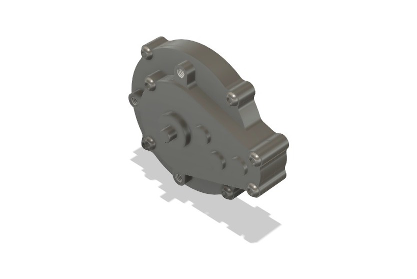 Gearbox fully assembled in its closed housing