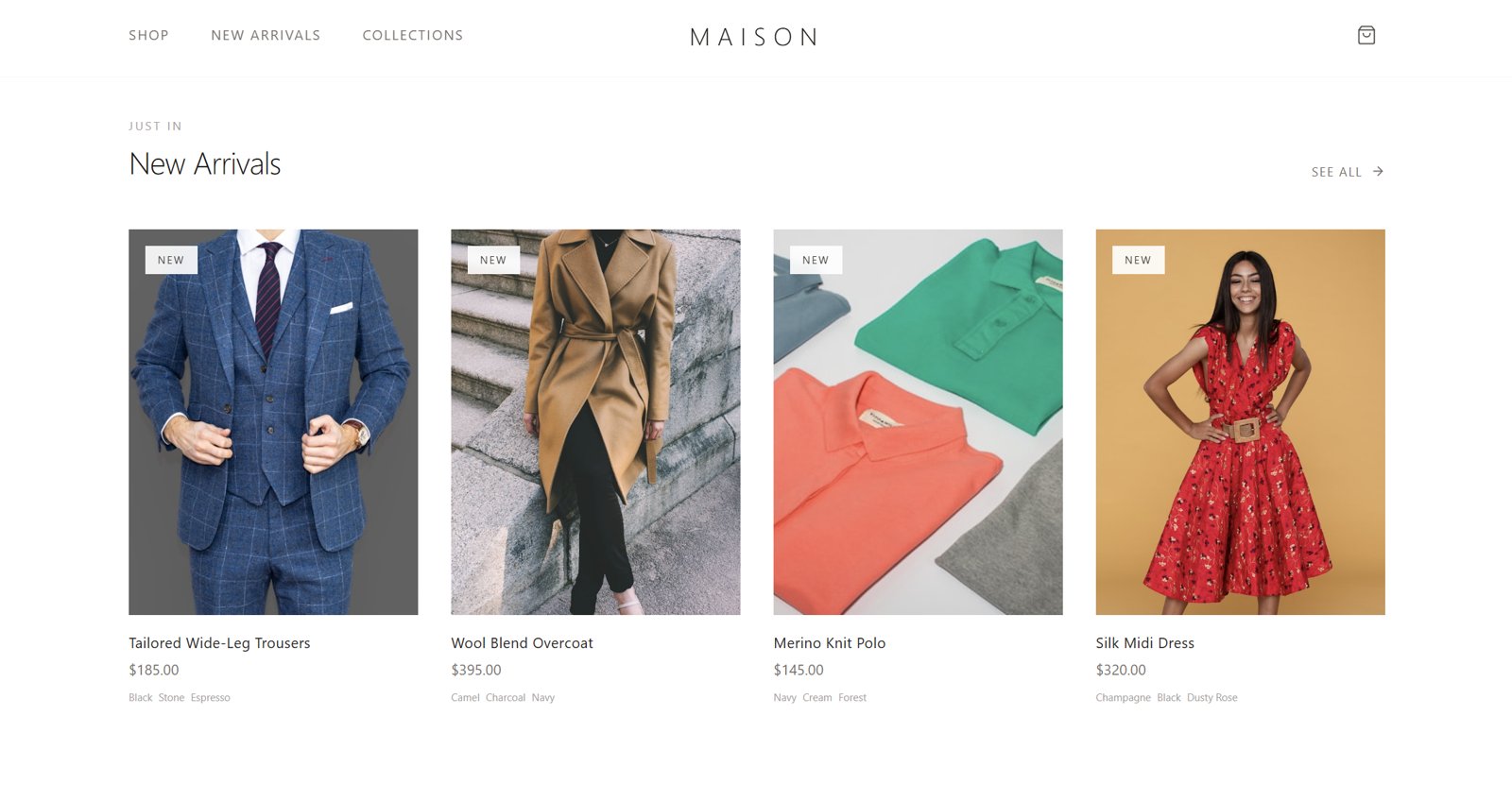 Maison new arrivals product grid