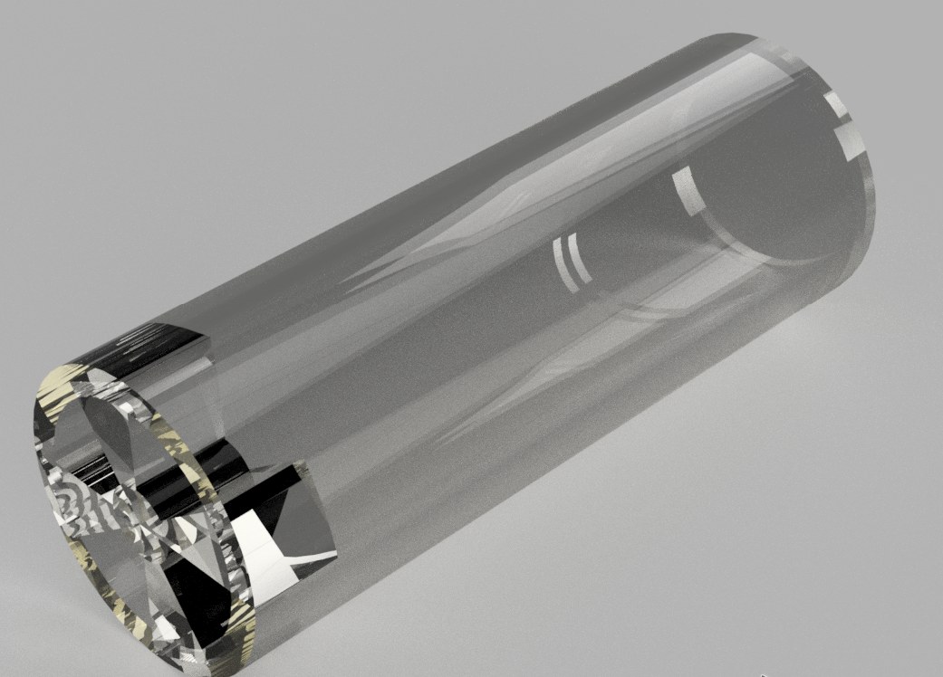 Render of the transparent cylindrical container