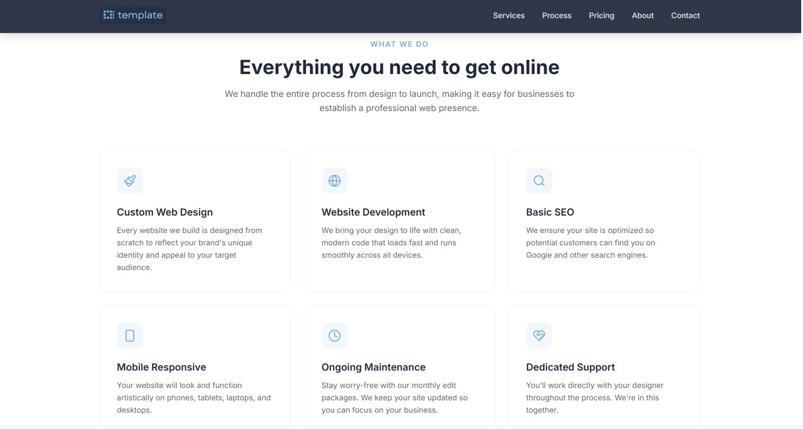 Template LLC services section