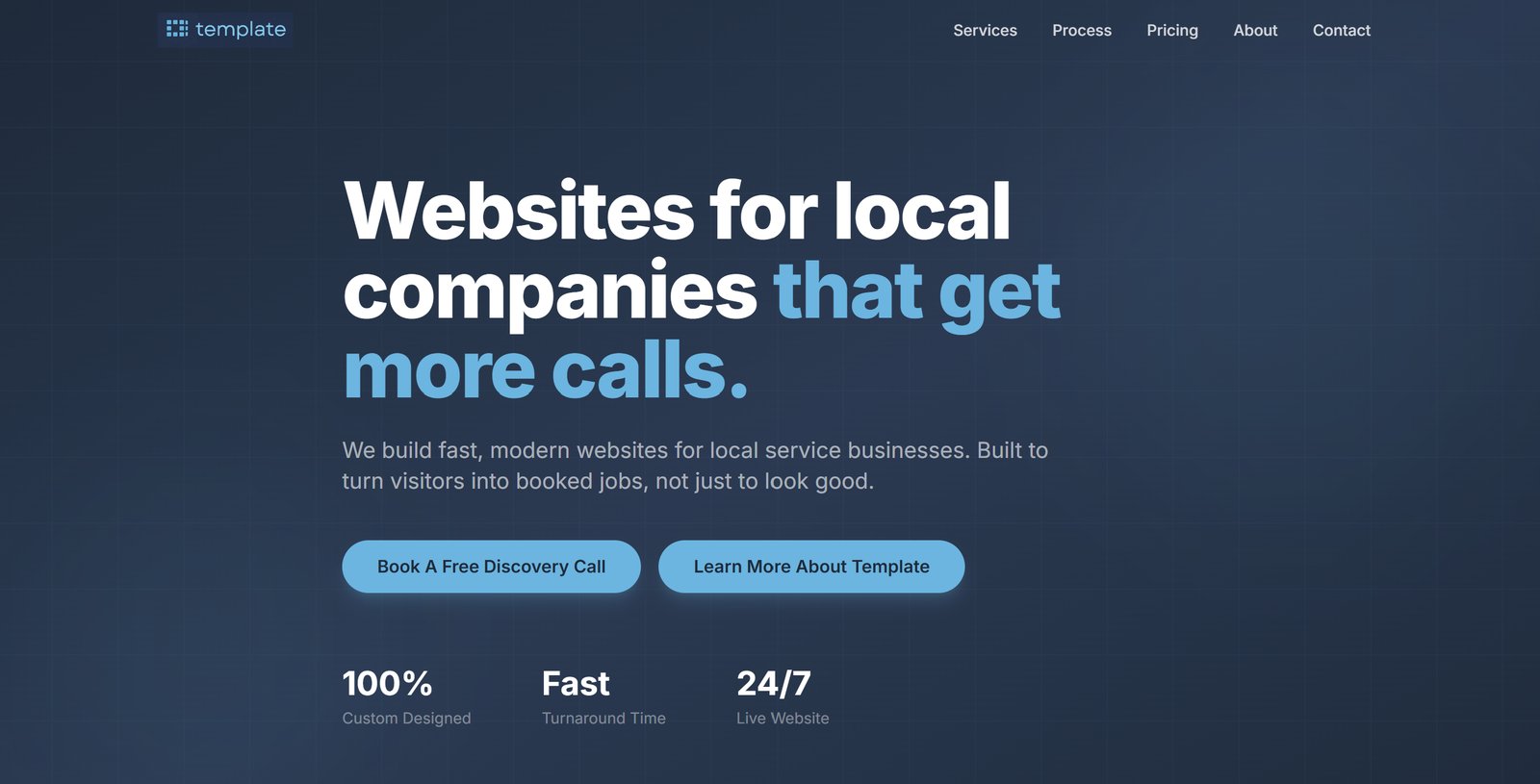 Template LLC homepage with the headline Websites for local companies that get more calls